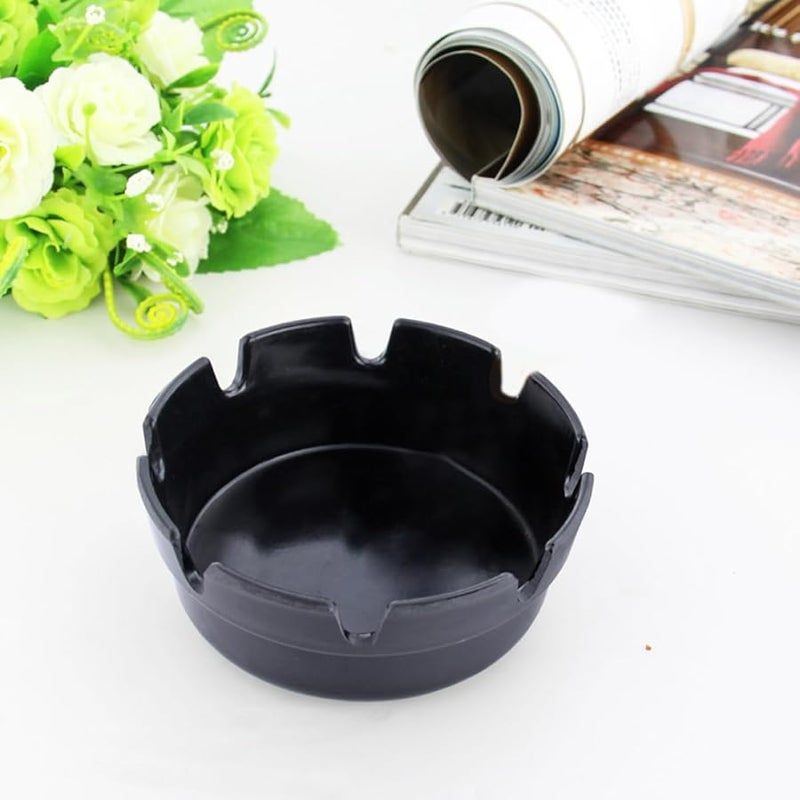 مجموعة منافض سجائر بلاستيكية سوداء 4 قطع مع 8 فتحات للسجائر للاستخدام الداخلي والخارجي - Image 5